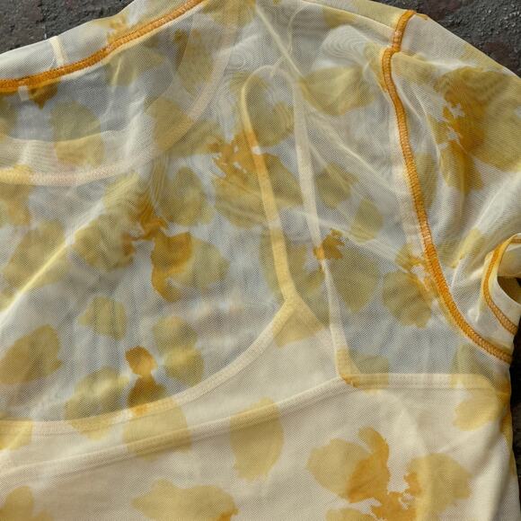 Abercrombie & Fitch Yellow Sheer Mesh T-Shirt & Tank Top Floral Stretch Size S - Picture 8 of 8